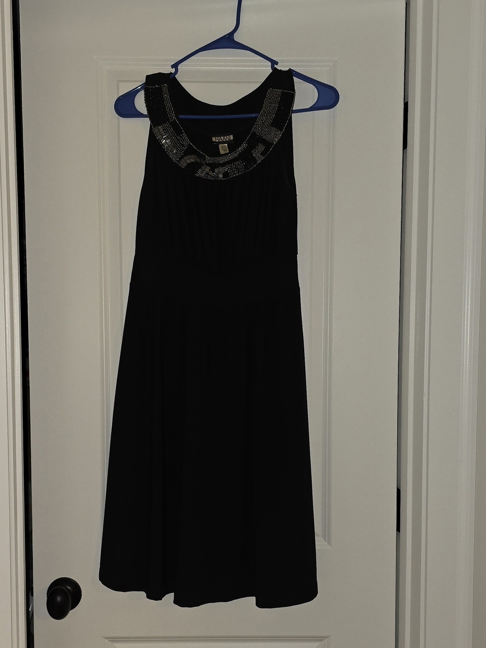 Haani Black Dress with Embellished Neckline